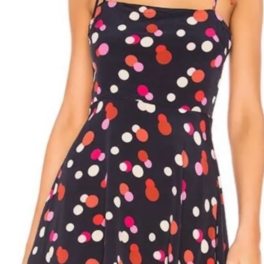 Lovers & Friends - Navy Polka Dot Spaghetti Strap Dress - Red, Pink & White Dots